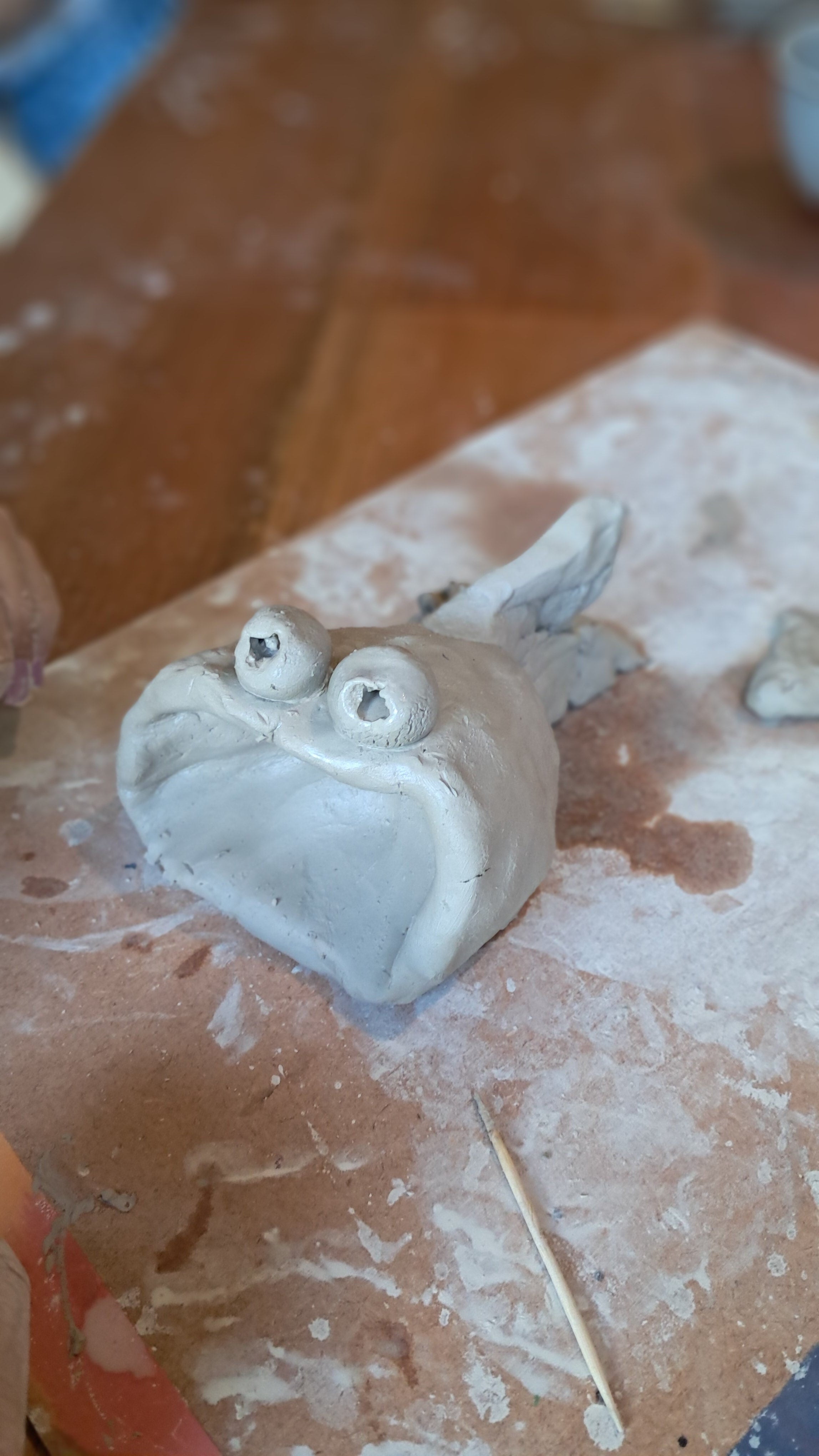 Close-up of a panicked ceramic fish